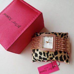 NWT Betsey Johnson Pink rhinestone watch. missing one very small rhinestone.